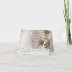 Invitación Daisy bouquet con borde roto salva la fecha