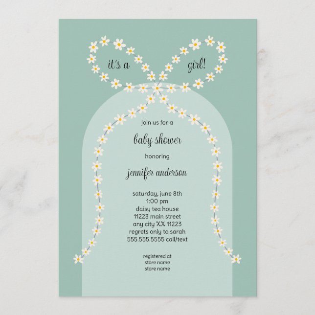 Invitación Daisy Bow Baby Shower Invitation (Anverso)