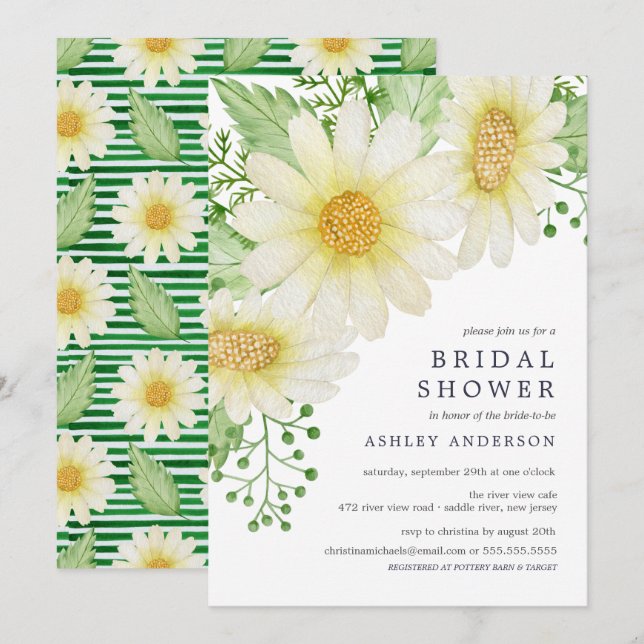 Invitación Daisy Bridal Shower (Anverso / Reverso)