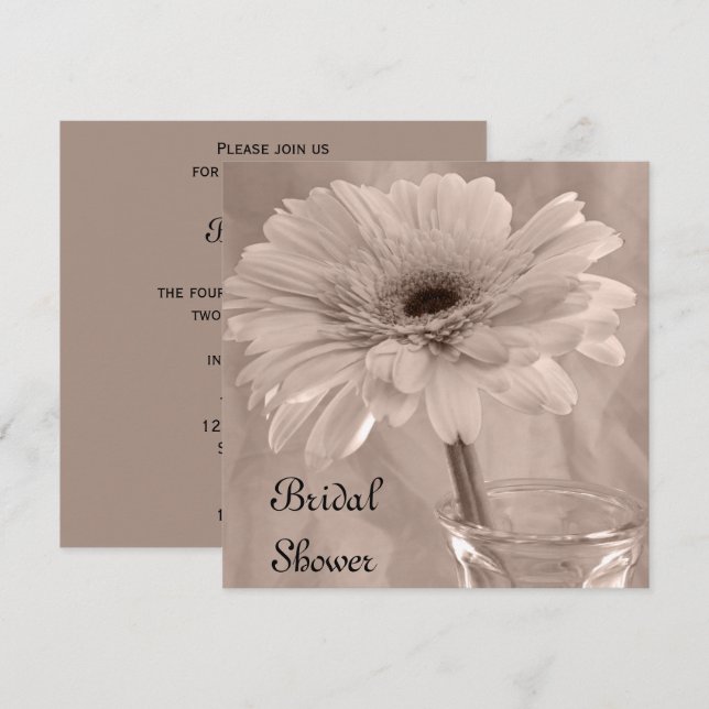 Invitación Daisy Bridal Shower color rosa claro (Anverso / Reverso)