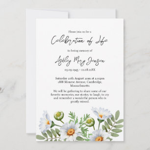 Invitación Daisy Celebración de la Vida Foto Funeral