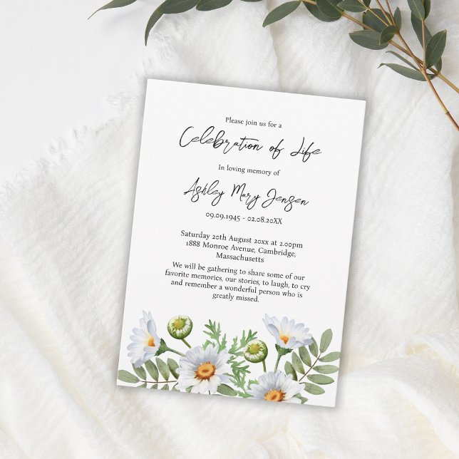 Invitación Daisy Celebration of Life Funeral (Subido por el creador)