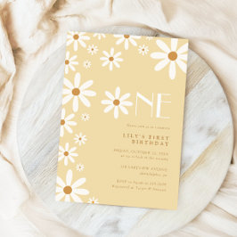 Invitación Daisy Chica Primer tema de la flor de cumpleaños