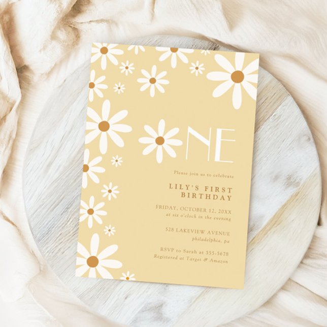 Invitación Daisy Chica Primer tema de la flor de cumpleaños (Subido por el creador)