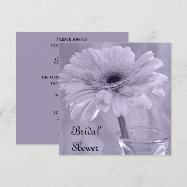 Invitación Daisy claro púrpura ducha de novia (Anverso / Reverso)