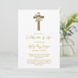 Invitación Daisy Cross Celebration of Life Funeral