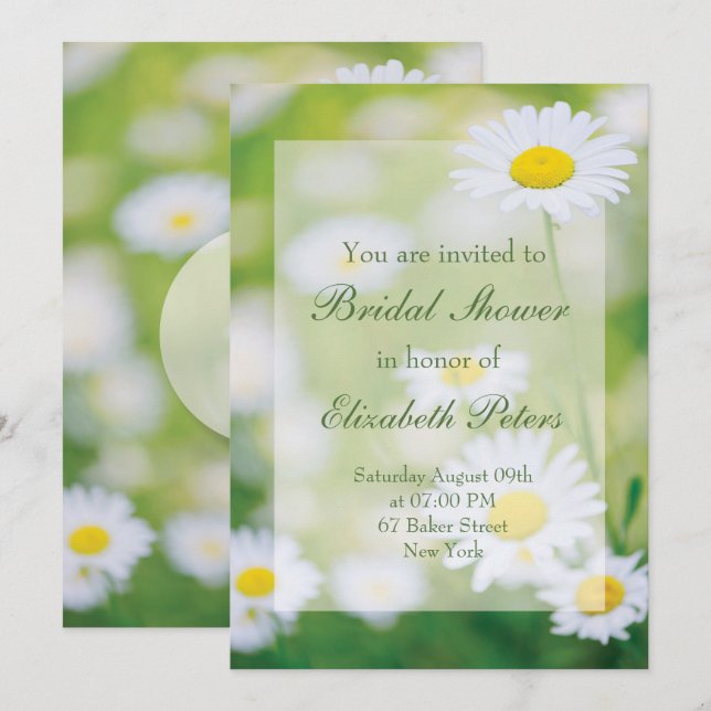 Invitación Daisy Daisies Flor Floral Verano Ducha de Novias (Anverso / Reverso)