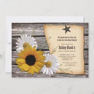 Invitación Daisy Daisy Daisy Rústico 16 Cumpleaños