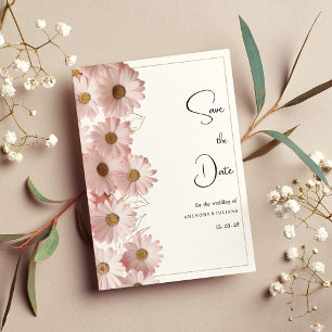 Invitación Daisy de oro rosa rubio botánico Guardar la fecha