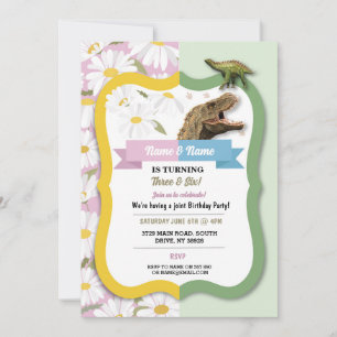 Invitación Daisy & Dinosaur Joint Boy Chica Cumpleaños