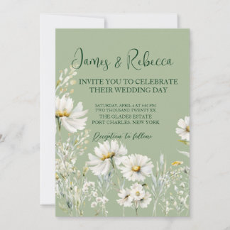 Invitación Daisy Earthy Sage & Botanical Greenery Wedding 