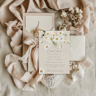 Invitación Daisy Elegant Wildflower Moderno Ducha Bridal