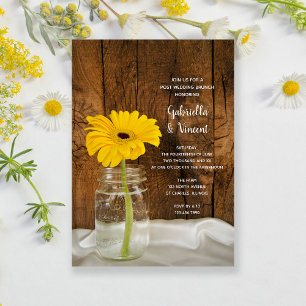 Invitación Daisy en Mason Jar Country Brunch Post Boda