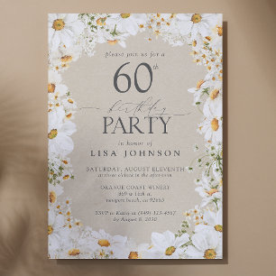 Invitación Daisy Floral 60th Birthday Party Vintage
