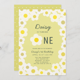 Invitación Daisy Floral Amarillo primer cumpleaños