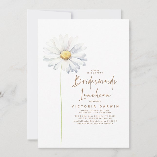Invitación Daisy Floral Bridesmaids Luncheon Bridal Shower (Anverso)