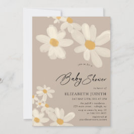 Invitación Daisy Floral Brown Baby Shower