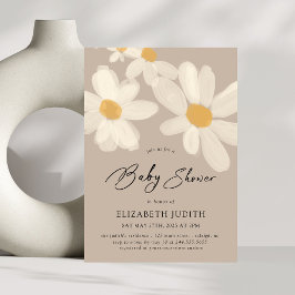 Invitación Daisy Floral Brown Baby Shower