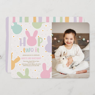 Invitación Daisy Floral Bunny 2º cumpleaños