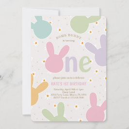 Invitación Daisy Floral Bunny Primer cumpleaños
