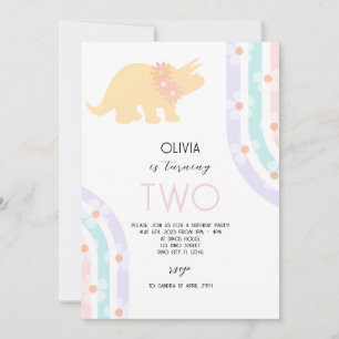 Invitación Daisy Floral Dinosaur