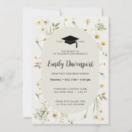Invitación Daisy Floral Graduación foto de atrás