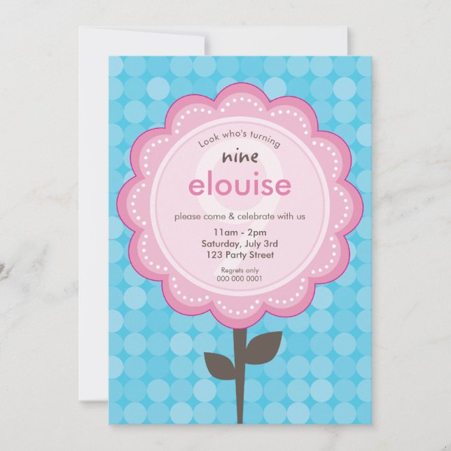 Invitación DAISY FLOWER moderno bonito vintage aqua (Anverso)