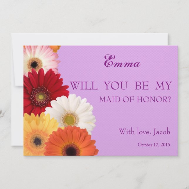Invitación Daisy Flower Serás mi HONOR (Anverso)