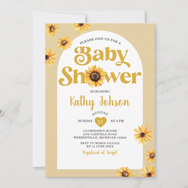 Invitación Daisy Flowers Arch Boho Baby Shower Sunflowers (Anverso)