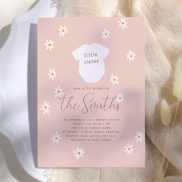 Invitación Daisy Flowers Boho Rosa Hermana Menor Baby Shower