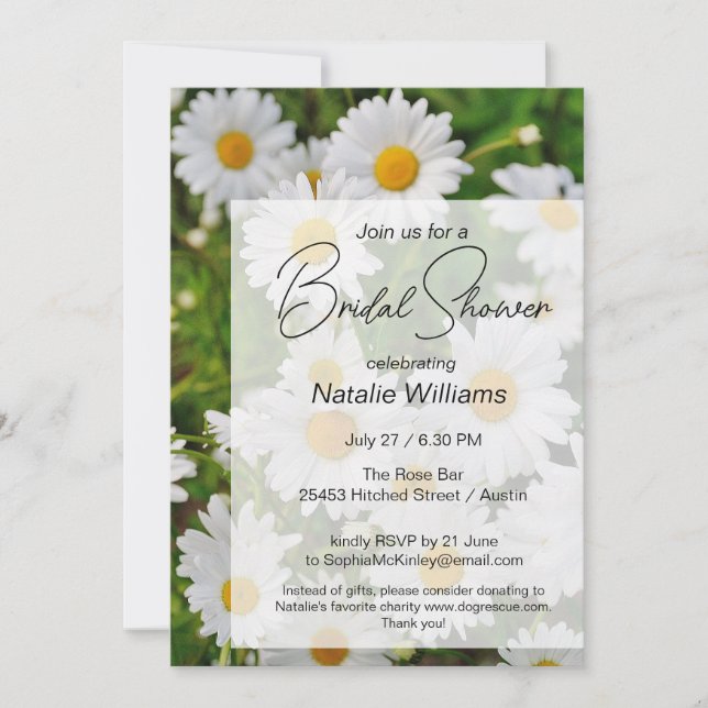 Invitación Daisy Flowers Bridal Shower (Anverso)