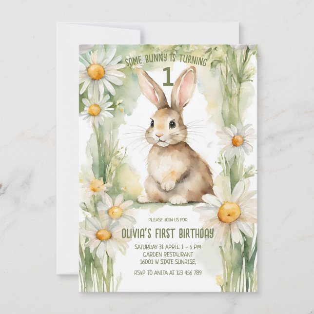 Invitación Daisy Garden Algunos conejitos son uno (Anverso)