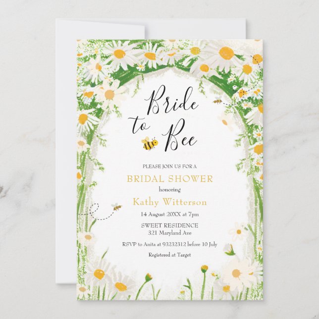 Invitación Daisy Garden y Bee Bride a Bee Bridal (Anverso)