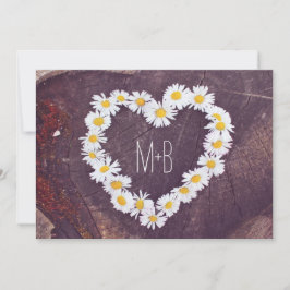 Invitación Daisy Heart Rustic Wood Country Wedding invita