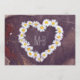 Invitación Daisy Heart Rustic Wood Country Wedding invita