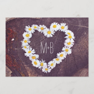 Invitación Daisy Heart Rustic Wood Country Wedding invita