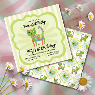 Invitación Daisy Kitty Face Fiesta de Cumpleaños perfecta