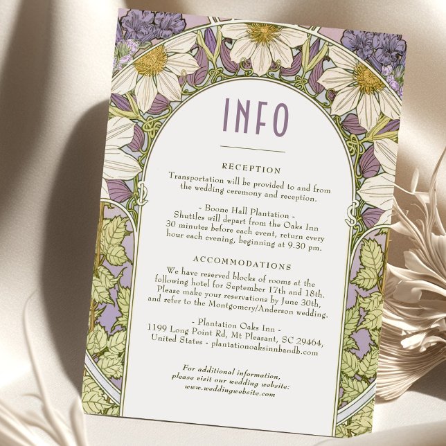 Invitación Daisy Lavender Boda Insertar INFO Art Nouveau (Subido por el creador)