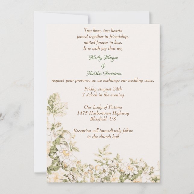 Invitación Daisy, Lily of the Valley on Ecru Boda (Anverso)