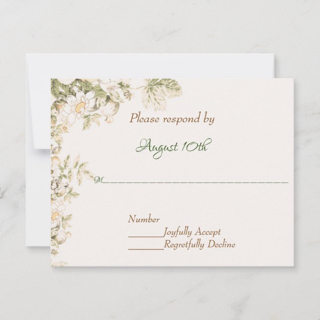 Invitación Daisy, Lily of the Valley on Ecru Wedding RSVP (Anverso)