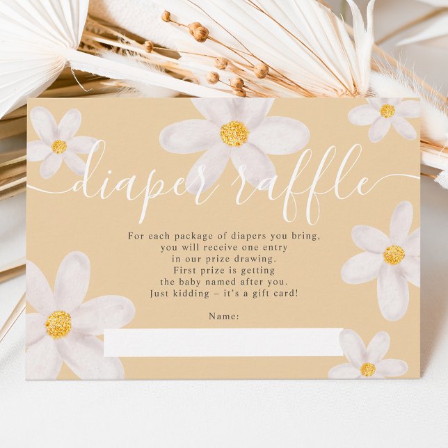 Invitación Daisy lindo flor oro diapé rifa bebé ducha (Subido por el creador)