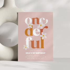 Invitación Daisy Maravilloso Boho Moderno Primer Cumpleaños