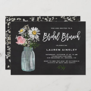 Invitación Daisy Mason Jar Rustic Chalkboard Bridal Brunch