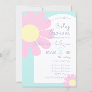 Invitación Daisy Moda Baby Shower Pastel Blue