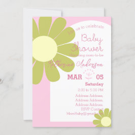 Invitación Daisy Moda Pastel Rosa Baby Shower