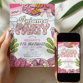 Invitación Daisy Pajama Party Birthday Invitation