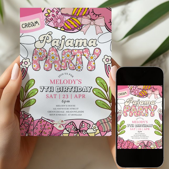 Invitación Daisy Pajama Party Birthday Invitation (Subido por el creador)