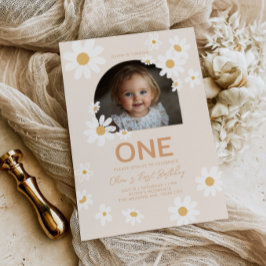 Invitación Daisy Photo First Birthday Invite