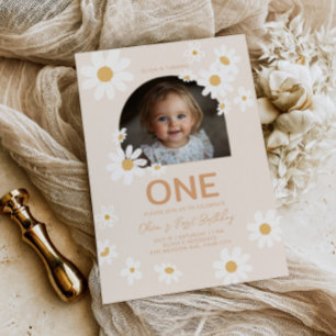 Invitación Daisy Photo First Birthday Invite