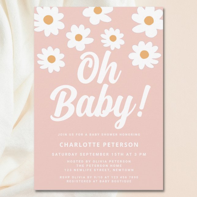 Invitación Daisy Pink Baby Shower (Subido por el creador)